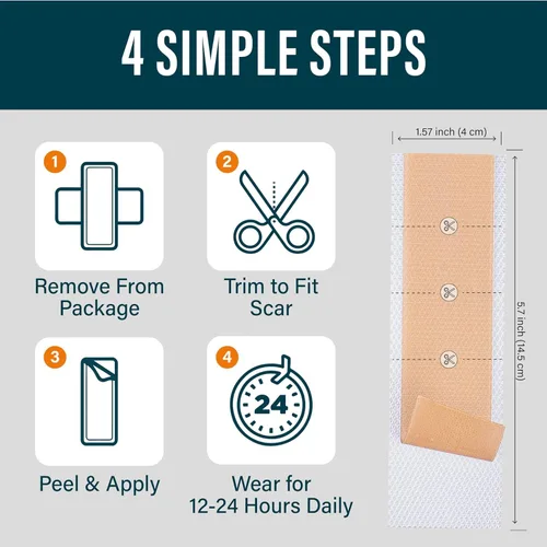 Vista 5 de NUVADERMIS Hojas de silicona extralargas para cicatrices con gel para cicatrices, hojas reutilizables de grado médico para cesáreas