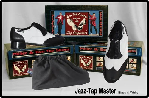 Vista 5 de Miller & Ben Tap Zapatos Jazz-Tap Master Zapatos de grifo profesionales en blanco y negro
