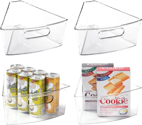 Leeden Lazy Susan - Organizador para esquina de 26 pulgadas de diámetro, contenedores de almacenamiento de plástico con asa, 4 paquetes, cuña de
