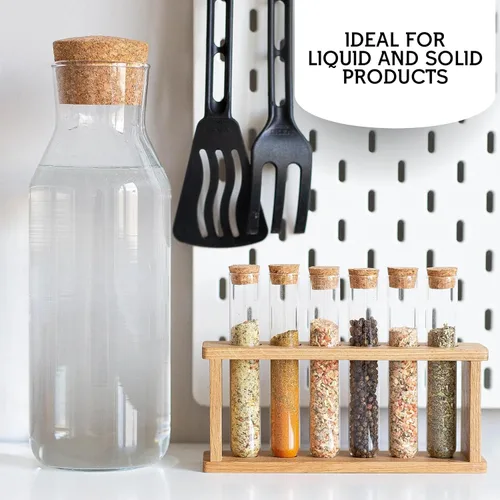 Vista 6 de 25 tubos de ensayo de plástico con tapas, tubos de plástico transparente de 0.3 fl oz con tapones de corcho, recipientes pequeños transparentes