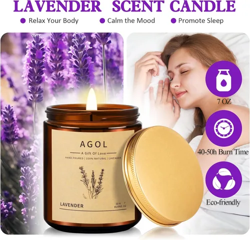 Vista 8 de Paquete de 4 velas perfumadas para el hogar, 36 onzas y 200 horas de combustión, velas de soja natural en tarro de ámbar de lujo, juego de velas