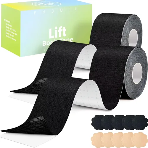 Boobytape para levantamiento de senos 2 piezas, cinta adhesiva para senos grandes, cinta corporal invisible para realce, kit de cinta para senos