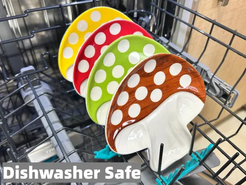 Vista 6 de Soporte de cuchara de cerámica para la parte superior de la estufa, soporte de cuchara de hongo para encimera de cocina, soporte de cuchara