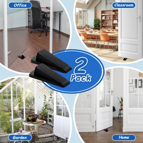 Vista 7 de Topes de puerta para la parte inferior de la puerta en el piso, cuñas de goma premium, topes de puerta de servicio pesado para alfombra, topes