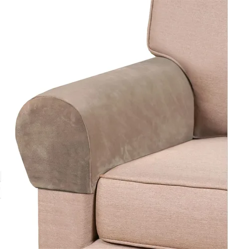 Vista 8 de Paquete de 2 fundas elásticas de terciopelo para reposabrazos, fundas antideslizantes para sofá, protectores elásticos suaves para sala de estar