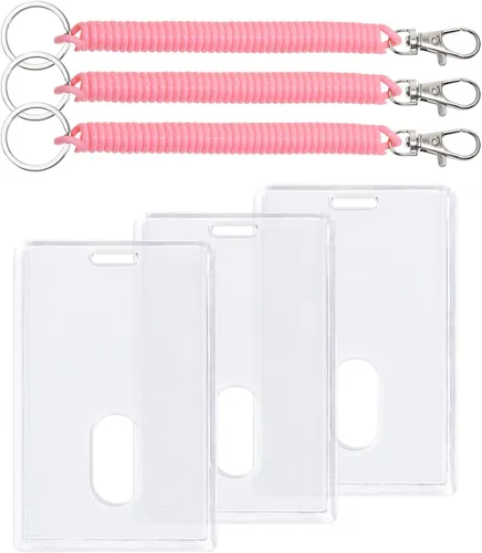 Vista 8 de Mini Skater Juego de 3 fundas acrílicas para tarjetas, con resorte elástico en espiral, llavero de plástico duro transparente, protector para Bobina