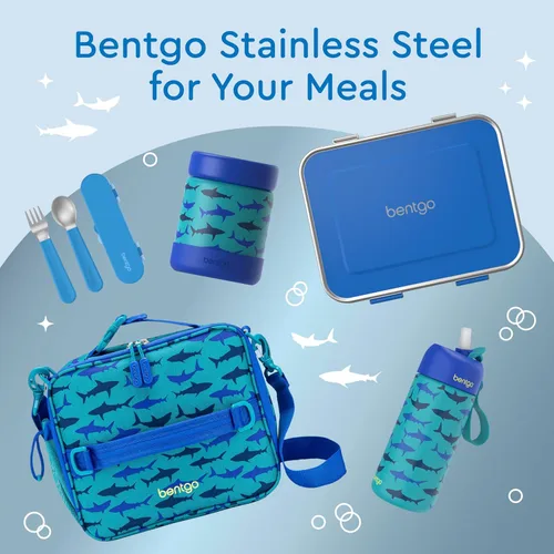 Vista 7 de Bentgo Lonchera de acero inoxidable resistente a fugas para niños, 3 compartimentos con recipiente de silicona adicional, duradera, ecológica, apta