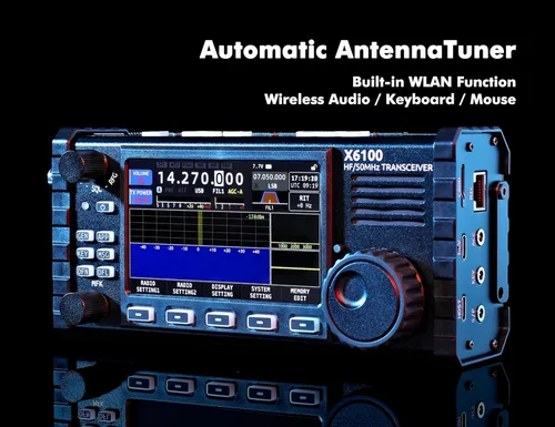 Vista 3 de Xiegu X6100 Transceptor HF SDR HF/50MHz Modo Completo Batería Integrada y Sintonizador de Antena Automático