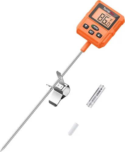 ThermoPro TP511 - Termómetro digital de dulces con clip para olla, termómetro programable de lectura instantánea para carne de alimentos con sonda