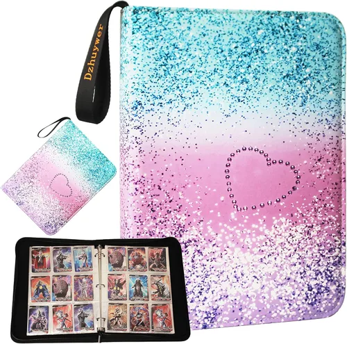 Vista 16 de Carpeta de tarjetas coleccionables para 4 bolsillos, 480 tarjetas con 60 fundas extraíbles con cremallera de protección, pulsera de fácil