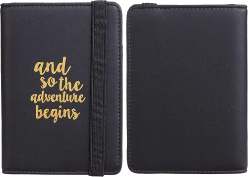 Vista 2 de Casmonal Funda para pasaporte con bloqueo RFID de cuero, porta tarjetas, organizador de documentos de viaje.