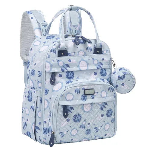 Vista 38 de BabbleRoo - Mochila de cuero para pañales, bolso de viaje para bebé con artículos esenciales, multifuncional, resistente al agua, con almohadilla