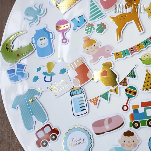 Vista 3 de Doraking 73 calcomanías decorativas de papel de aluminio dorado para álbumes de recortes, tarjetas de invitación de fiesta de cumpleaños