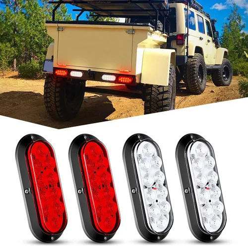 Vista 16 de Nilight Luz trasera ovalada de 6 pulgadas, 2 unidades, 35 LED, flecha, ámbar, luces de giro, montaje en superficie, impermeable, para caravana de 12
