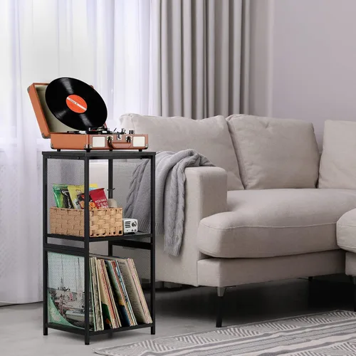 Vista 2 de ETELI Record Player Stand, Black Vinyl Record Stand with Storage Hold Up to 170 Albums 3 Tier Record Player Table Small Turntable Stand for Living