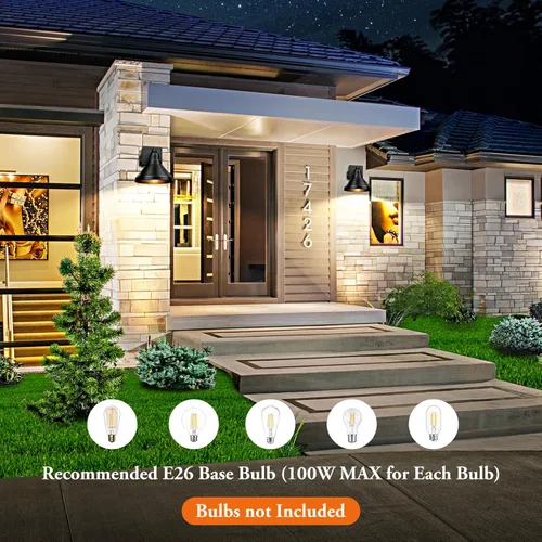 Vista 5 de Brightever Luces de pared para exteriores con sensor de movimiento, luces de porche del atardecer al amanecer, apliques de pared para exteriores