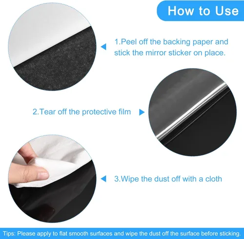 Vista 4 de uxcell Calcomanías de pared de espejo acrílico, 14 piezas en 1, autoadhesivas, extraíbles, para el hogar, sala de estar, dormitorio, oficina, Negro