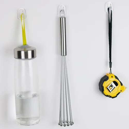 Vista 4 de 40 ganchos de pared adhesivos transparentes para paredes, sin daños, transparentes, reutilizables, sin clavos, pequeños ganchos adhesivos acrílicos