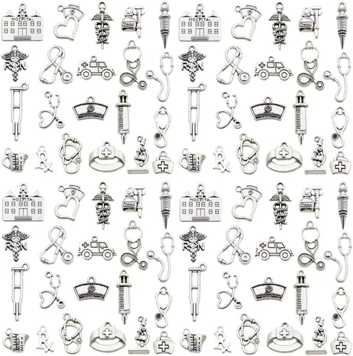 Vista 9 de WOCRAFT 120 piezas Dijes Bail de Plata Antigua para Fabricación de Joyas Conectores de Cierre de Aleación Cuentas de Tubo Bail Dijes