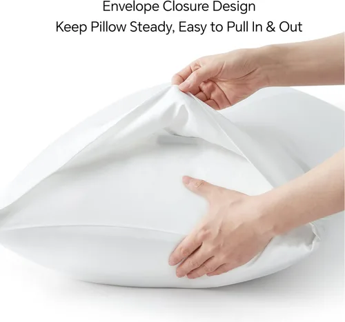 Vista 65 de BEDELITE - Juego de 2 fundas de almohada con solapa, tamaño estándar, rayón de bambú, frescas, suaves y transpirables, para personas calurosas