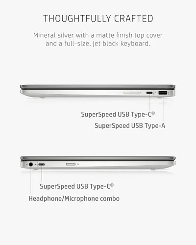 Vista 5 de HP Laptop Chromebook x360 14a 2 en 1, Intel Pentium Silver N5030, 4 GB de RAM, 64 GB eMMC, pantalla táctil HD Micro-Edge de 14 pulgadas, Chrome