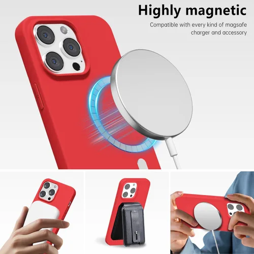 Vista 162 de oakxco Funda de silicona para iPhone 12 Pro Max, magnética, compatible con carga inalámbrica Magsafe, cubierta protectora de goma suave y delgada