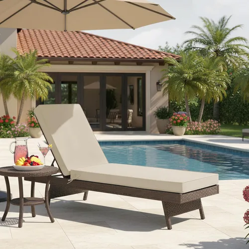 Vista 2 de Summsun Cojines para tumbonas para exteriores, impermeables, resistentes a la decoloración, almohadillas para tumbonas de patio con funda extraíble