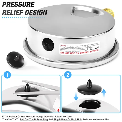 Vista 350 de MEANLIN MEASURE - Vacuómetro de presión de vacío de acero inoxidable, esfera con cara de 2.5 pulgadas, NPT de 1/8 de pulgada, montaje trasero