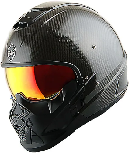 Vista 12 de Martian Genuine Real Carbon Fiber Motorcycle Full Face Helmet HB-B2 Open Face Glossy Carbon Black, DOT Approved