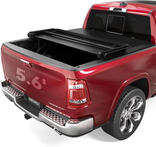Vista 25 de OEDRO FRP Cubierta Rígida de Tonneau de Triple Pliegue Compatible con Dodge Ram 1500 2009-2024 (Carrocería Clásica y Nueva) Cama de 5.6 pies sin Ram