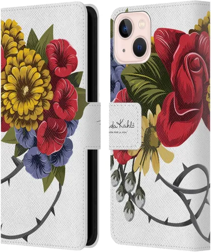 Vista 178 de Head Case Designs Funda con licencia oficial de Frida Kahlo Portrait Red Florals - Funda de piel tipo cartera compatible con Apple iPhone 14 Pro