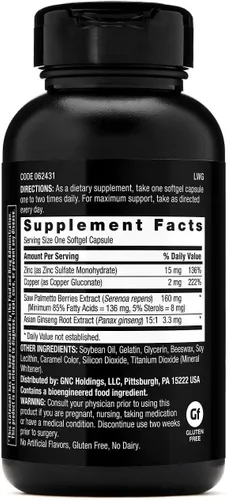 Vista 6 de GNC Fórmula Ultra Saw Palmetto para hombre, apoya la función normal de la próstata, 120 cápsulas blandas