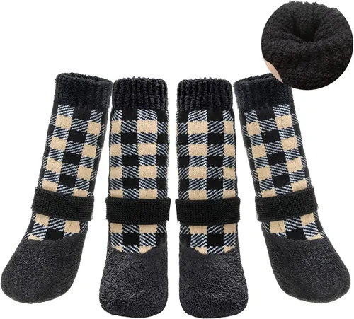 Vista 7 de BINGPET - Calcetines antideslizantes para perros para suelos de madera dura, botines para prevenir lesiones y lamer, protector de patas con control