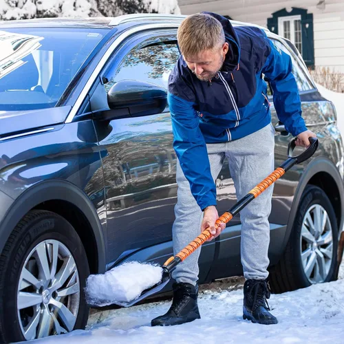 Vista 7 de Zone Tech Escobilla de Nieve Extensible, Raspador de Hielo y Pala 42" Cabezal de Escobilla de Nieve Giratorio de 5 Posiciones, Raspador de Hielo