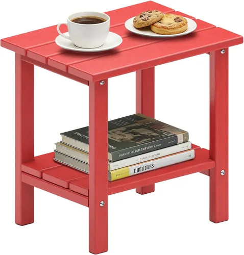 Vista 10 de OTSUN Double Layer Outdoor Side Tables, HDPE Weather Resistant Square Bedroom Living Room Small Table Nightstands Suitable for Sofa Couch Dining