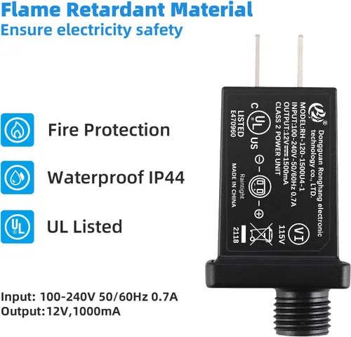 Vista 5 de Adaptador inflable de repuesto para patio, transformador de 1.5 A, enchufe de EE. UU. para Halloween, Navidad, Acción de Gracias, fuente