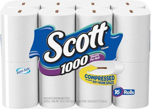 Vista 9 de Scott - 1000 hojas por rollo de papel higiénico, 4 rollos, toallas de baño