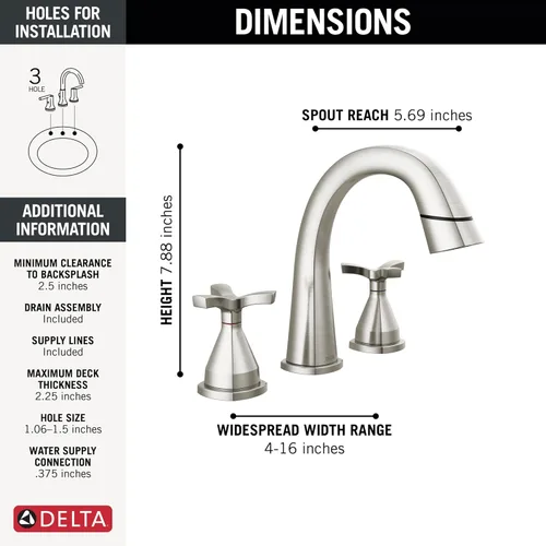 Vista 3 de Delta 357756-SSPD-PR-DST Stryke - Grifo de baño, Lumicoat Inoxidable