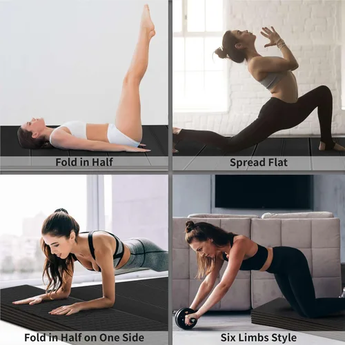 Vista 6 de Foldable Wide & Large Yoga Mat – Cushioned, Compact & Easy to Store 6mm & 8mm Thick For Home, Gym, Travel, Yoga, Pilates & Floor Exercises