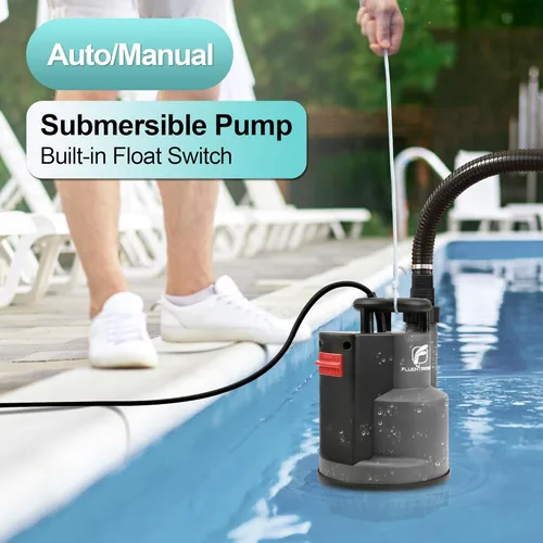Vista 2 de FLUENTPOWER - Bomba de sumidero sumergible de 1/2 HP 2500 GPH, bomba de agua de utilidad, control automático/manual mediante interruptor de flotador