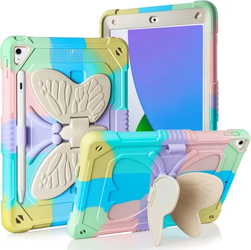 Vista 13 de VOFUOE Funda para iPad de 9ª/8ª/7ª generación para niños y niñas, con soporte de lazo dulce, correa para el hombro, soporte para lápices, funda