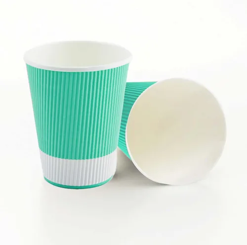 Vista 55 de Vasos de café de papel aislado de pared corrugada, 12 onzas, 12 onza, Azul