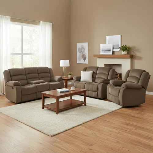 Vista 9 de AC Pacific Bill Modern - Sillón reclinable manual tapizado para sala de estar con almohada acolchada, reposabrazos y asiento reclinable, silla Marrón