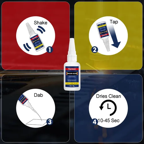 Vista 7 de WGN Super Glue para madera, secado rápido, pegamento CA para trabajar madera, muebles, balsa y manualidades (1.06 oz)