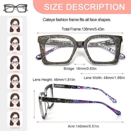 Vista 4 de KoKoBin Paquete de 3 elegantes lentes de lectura estilo Oprah con marco cuadrado para mujer, bloqueo de luz azul, cómodos lectores +2.5