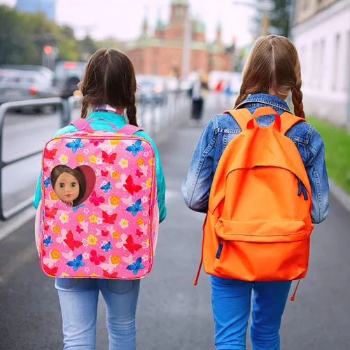 Vista 8 de ZITA ELEMENT Mochila de muñeca de 18 pulgadas con diseño de mariposa con ropa y accesorios, incluyendo ropa de muñecas de 18 pulgadas, zapatos