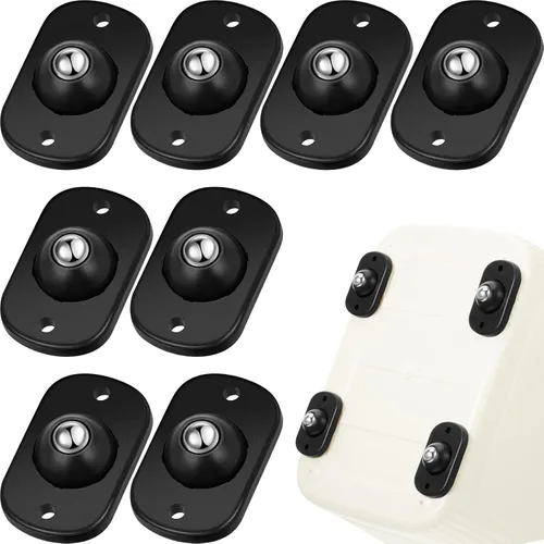 Honoson 8 Piezas Ruedas Giratorias Autoadhesivas Rodillos para Electrodomésticos Deslizadores de Electrodomésticos para Cocina Rueda Universal Negro