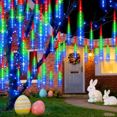 Vista 18 de EAGWELL Luces de Lluvia de Meteoros de Navidad, 20 en 20 Tubos Luces de Lluvia en Cascada con Cambio Automático con 12 Modos, Decoración Navideña
