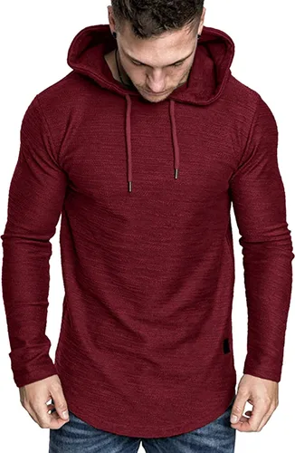 Vista 4 de Moderna sudadera deportiva de vellón con capucha, para hombres, jersey de lana unicolor sin botones.
