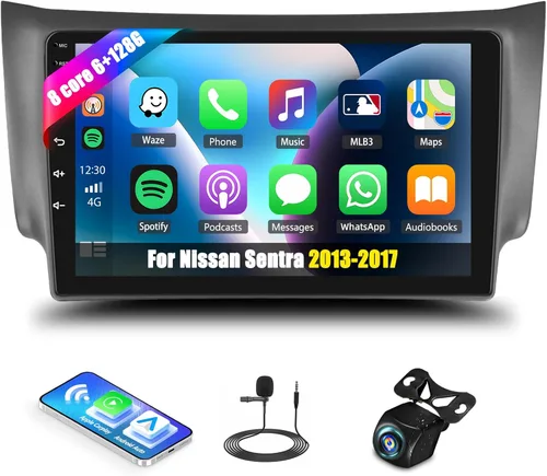 Vista 12 de 2G+64G para Nissan Sentra 2013-2017 Radio Android 13 Estéreo de coche con Apple CarPlay Android Auto Mirror Link Bluetooth 10.1 pulgadas HD pantalla